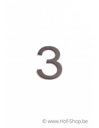 Nummer 3 - zwart aluminium 5 cm hoog (Huisnummer 'Ari')