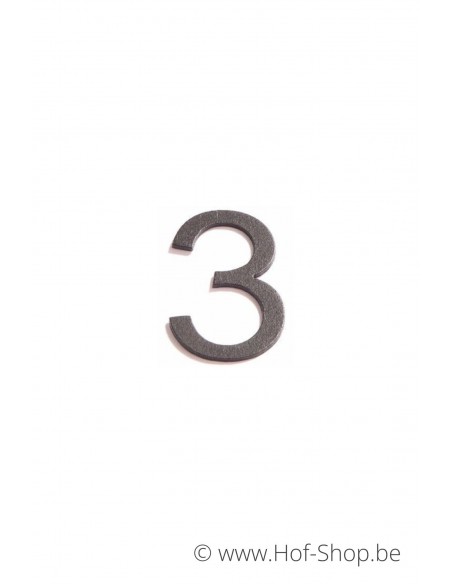 Nummer 3 - zwart aluminium 5 cm hoog (Huisnummer 'Ari')