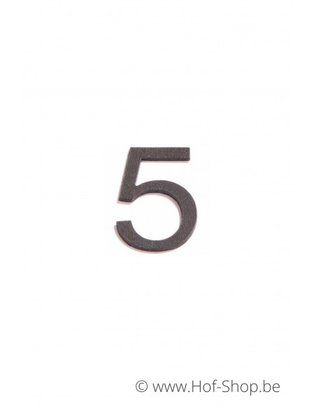 Nummer 5 - zwart aluminium 5 cm hoog (Huisnummer 'Ari') OP is OP