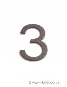 Nummer 3 - zwart aluminium 10 cm hoog (Huisnummer 'Ari')