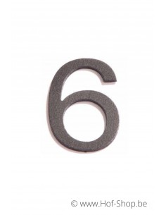 Nummer 6 - zwart aluminium 10 cm hoog (Huisnummer 'Ari')