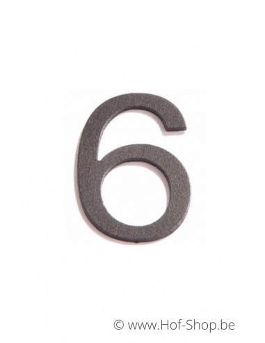 Nummer 6 - zwart aluminium 10 cm hoog (Huisnummer 'Ari')