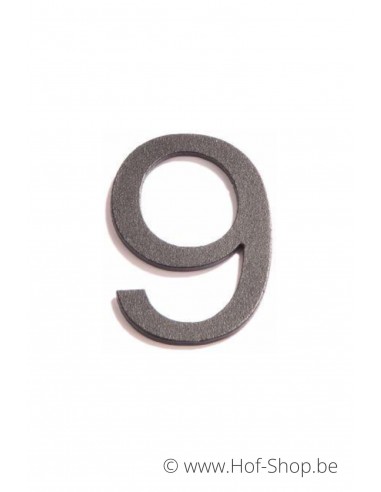 Nummer 9 - zwart aluminium 10 cm hoog