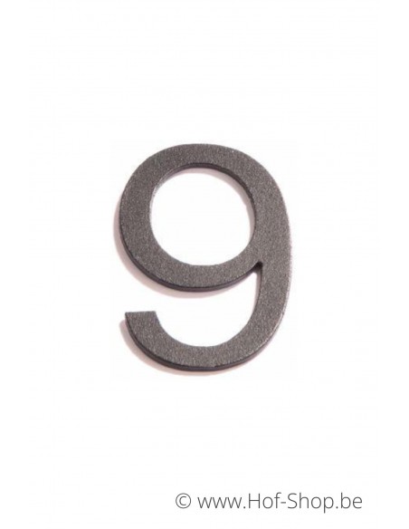 Nummer 9 - zwart aluminium 10 cm hoog