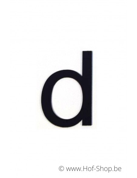 Letter d - zwart aluminium 10 cm hoog (Huisnummer 'Ari')