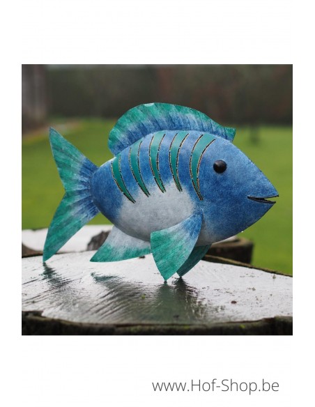 Blauwe vis  - metalen figuur (MD16133)