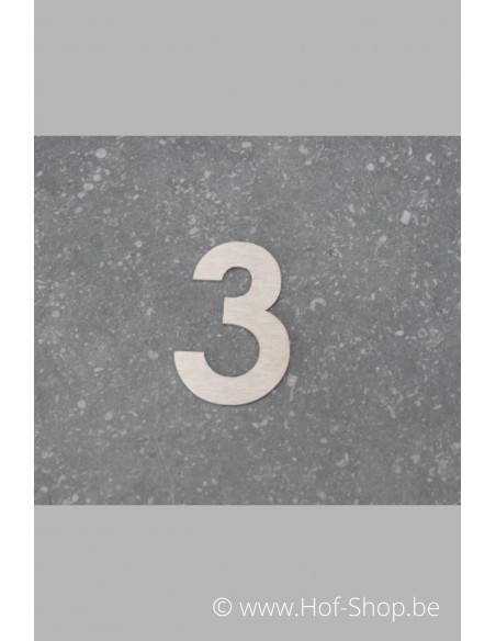Numéro 3 - acier inoxydable de 5 cm de haut (numéro de maison 'fuji' KatoDesign)