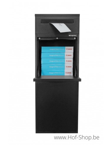 Frontbox Deluxe Uni met apart postvak Stardust Graphitgrey Back Door - pakketbus zwart LogixBox