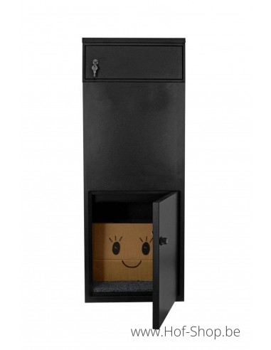Frontbox Deluxe Uni met apart postvak Stardust Graphitgrey Back Door - pakketbus zwart LogixBox