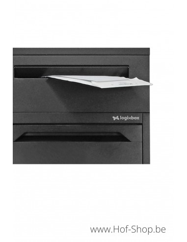 Frontbox Deluxe Uni met apart postvak Stardust Graphitgrey Back Door - pakketbus zwart LogixBox