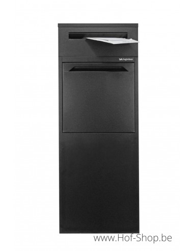Frontbox Deluxe Uni met apart postvak Stardust Graphitgrey Back Door - pakketbus zwart LogixBox