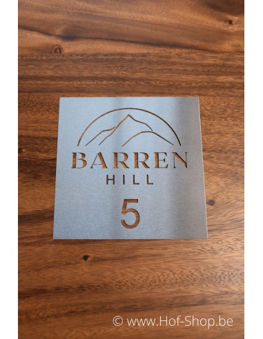 Plaque signalétique numéro de maison gravée au laser sur acier inoxydable - plaque 18 x18 cm