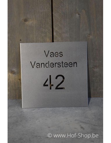 Plaque signalétique numéro de maison gravée au laser sur acier inoxydable - plaque 18 x18 cm