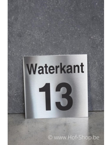 Naamplaat huisnummer gebrand op inox - plaatje 18 x18 cm
