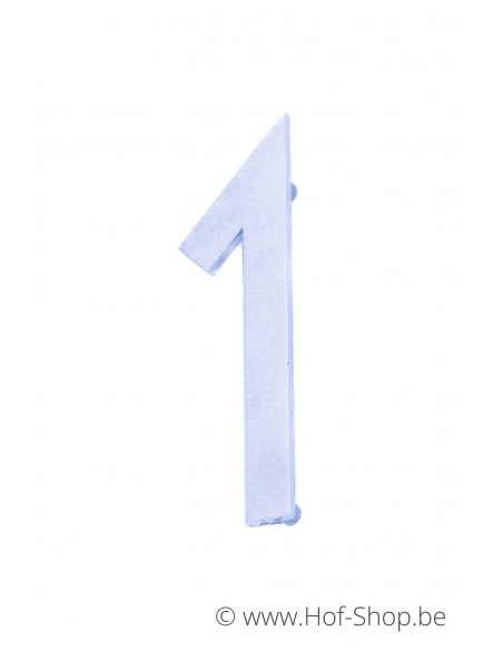 Nummer 1 met afstandshouders - inox 13 cm hoog (huisnummer 'Rio' Katodesign)