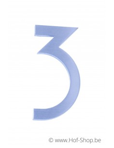 Numéro 3 avec espaceurs - acier inoxydable de 13 cm de haut (numéro de maison 'Rio' KatoDesign)