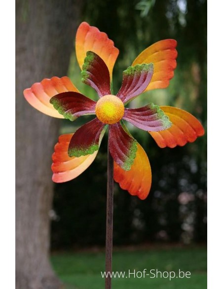 Gekleurde bloem Windmolen (Spinner) - metalen tuinsteker (MD16073)