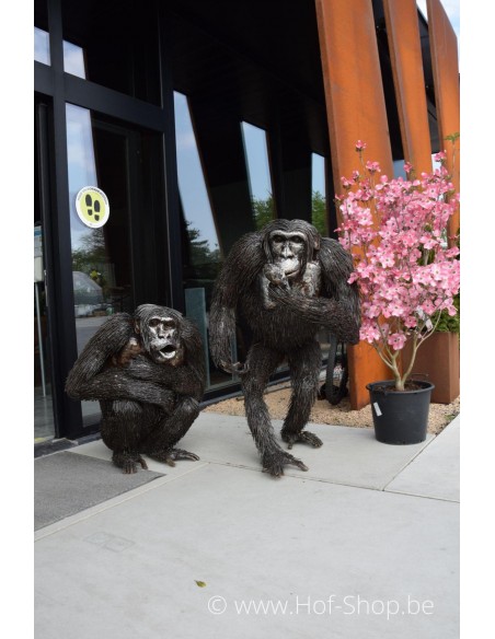 Chimpanzee Staand - African Art Metalen Dier