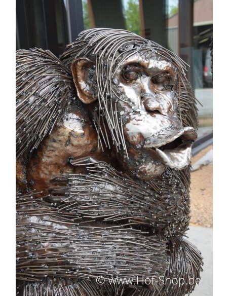 Chimpanzee Zittend - African Art Metalen Dier