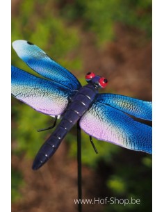 Libellule bleue sur un bâton - bâton de jardin en métal (MD18793)