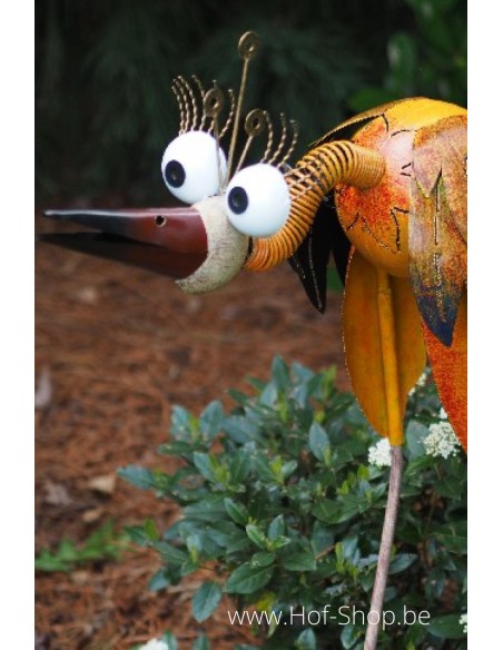 Grand oiseau coloré (jaune) - figurine en métal (MD16026)