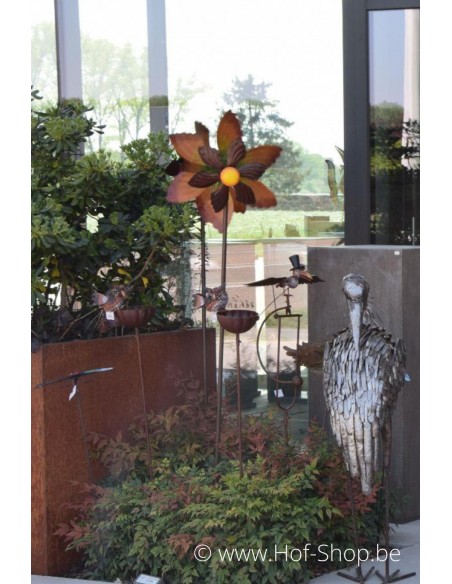 Gekleurde bloem Windmolen (Spinner) - metalen tuinsteker (MD16073)