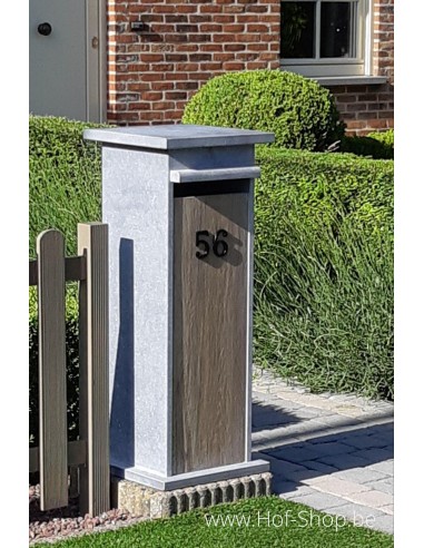P-Box 5 Aspect bois - boîte aux lettres en pierre bleue