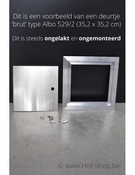Brievenbusdeur 35,2 x 35,2 cm Brut aluminium - Albo brievenkastdeur 529/2 'Viola Brut'
