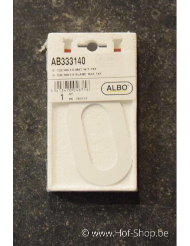 Nummer 0 - wit aluminium 10 cm hoog