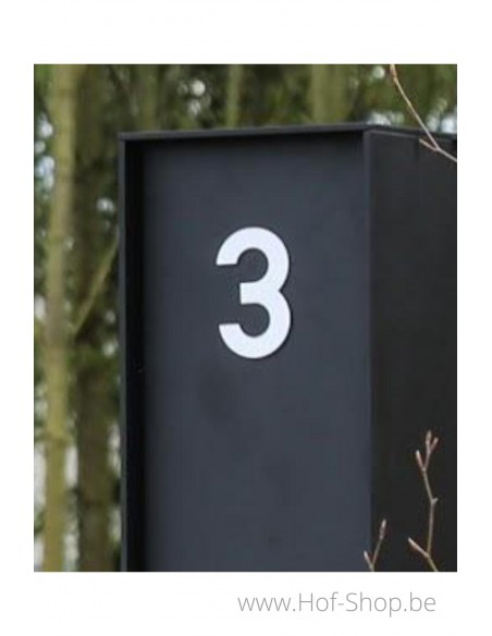 Numéro 3 - blanc aluminium 10 cm de haute (Numéro de maison Albo)