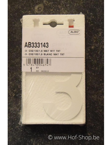 Numéro 3 - blanc aluminium 10 cm de haute (Numéro de maison Albo)