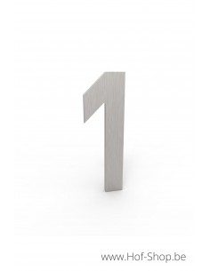 Nummer 1 inox look - aluminium 10 cm hoog (huisnummer Albo)