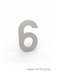 Nummer 6 inox look - aluminium 10 cm hoog (huisnummer Albo)
