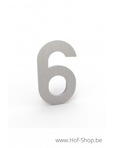 Numéro 6 - inox look aluminium 10 cm de haute (Numéro de maison Albo)