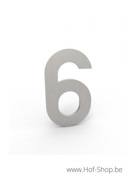 Numéro 6 - inox look aluminium 10 cm de haute (Numéro de maison Albo)