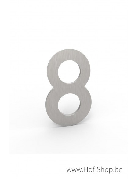 Nummer 8 inox look - aluminium 10 cm hoog (huisnummer Albo)