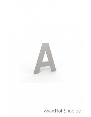 Letter A inox look - aluminium 10 cm hoog (huisnummer Albo)