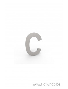 Letter C inox look - aluminium 5 cm hoog (huisnummer Albo)