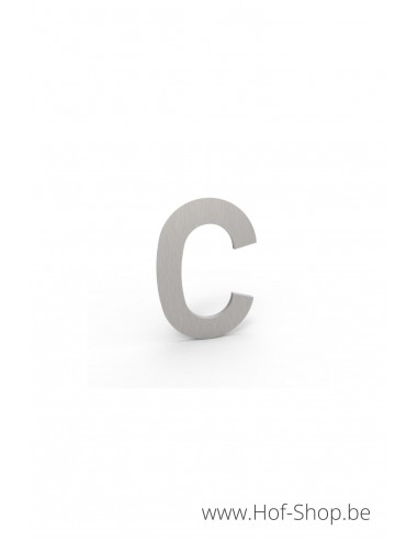 Letter C inox look - aluminium 5 cm hoog (huisnummer Albo)