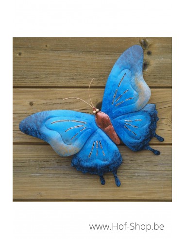 Papillon bleu 24 x 4 x 32 cm - figurine en métal (MD16063)