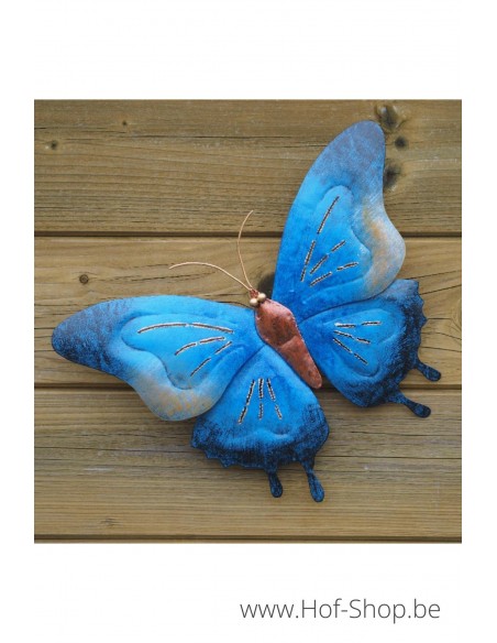 Blauwe vlinder 24 x 4 x 32 cm - metalen figuur (MD16063)