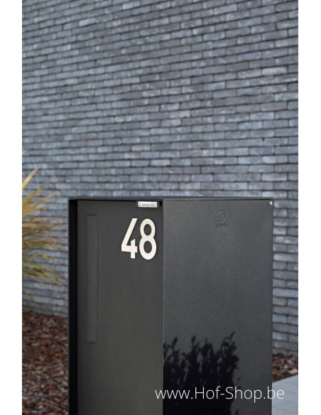 Voorbeeld huisnummer inox look - aluminium 10 cm hoog (huisnummer Albo)