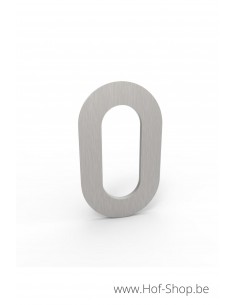 Nummer 0 inox look - aluminium 10 cm hoog (huisnummer Albo)