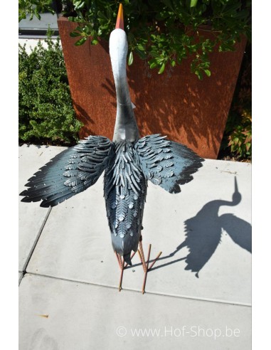 Reiger met open vleugels - metalen figuur (MD18781)