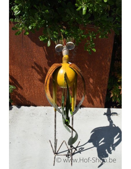 Grand oiseau coloré (jaune) - figurine en métal (MD16026)