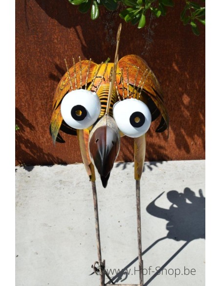 Grote kleurrijke vogel (geel) - metalen figuur (MD16026)