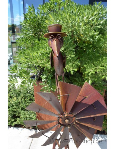 Moulin à vent de pivert sur pied - figurine en métal (MD17238)