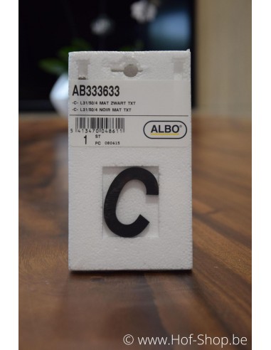 Lettre C aluminium noir (5 cm de hauteur, 4 mm d’épaisseur) - numéro Albo