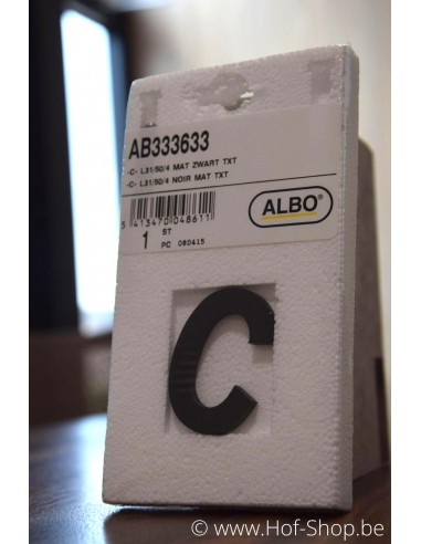 Lettre C aluminium noir (5 cm de hauteur, 4 mm d’épaisseur) - numéro Albo