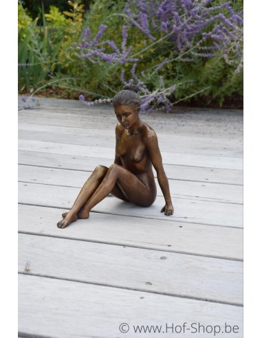 Grace Zittend Naakt - bronzen beeld (BS1386B)
